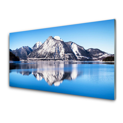 Quadro vetro Paesaggio del lago di montagna
