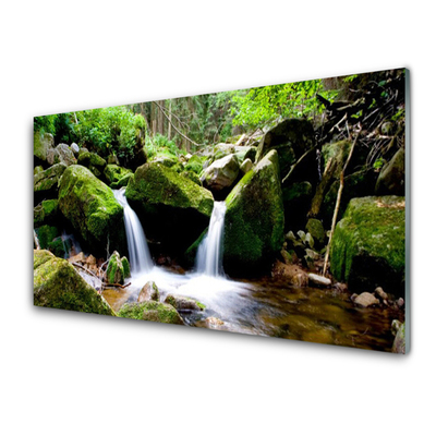 Quadro di vetro Cascata Rocce Natura