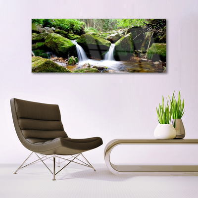 Quadro di vetro Cascata Rocce Natura