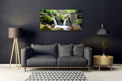 Quadro di vetro Cascata Rocce Natura