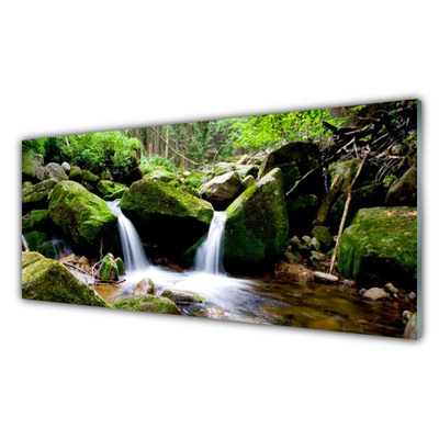 Quadro di vetro Cascata Rocce Natura