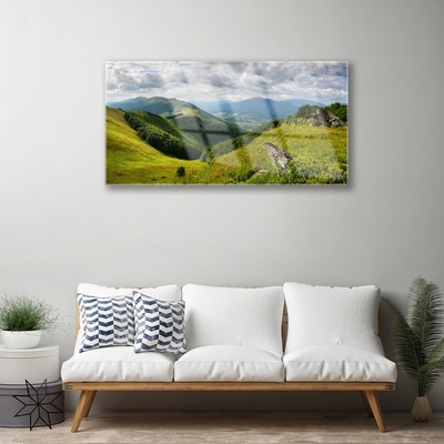 Quadro su vetro Paesaggio dei prati di montagna