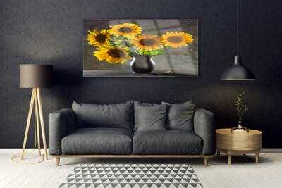 Quadro in vetro Pianta in vaso di girasole