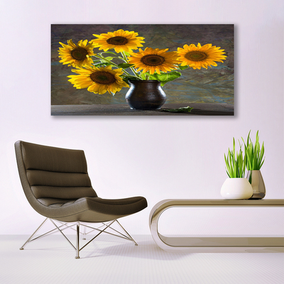 Quadro in vetro Pianta in vaso di girasole