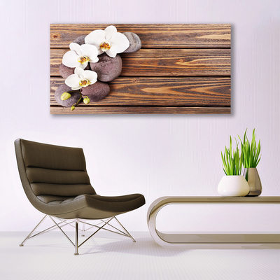 Quadro vetro Fiore di orchidea Legno