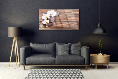 Quadro vetro Fiore di orchidea Legno