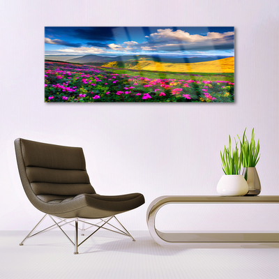 Quadro di vetro Prato Fiori Natura Pianta