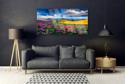 Quadro di vetro Prato Fiori Natura Pianta