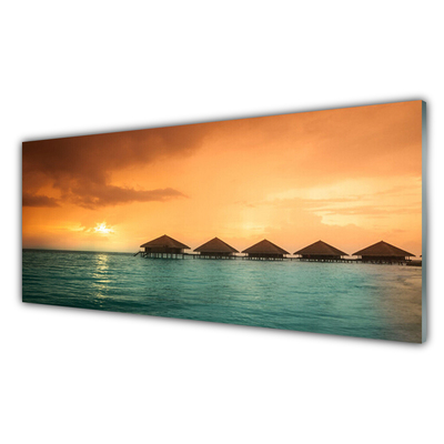 Quadro vetro Paesaggio del sole del mare