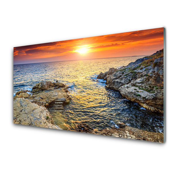 Quadro su vetro Paesaggio del sole del mare