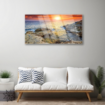 Quadro su vetro Paesaggio del sole del mare