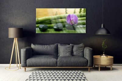 Quadro di vetro Pietre di fiori Bambù Natura