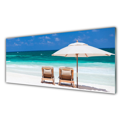 Quadro di vetro Ombrellone da spiaggia paesaggio