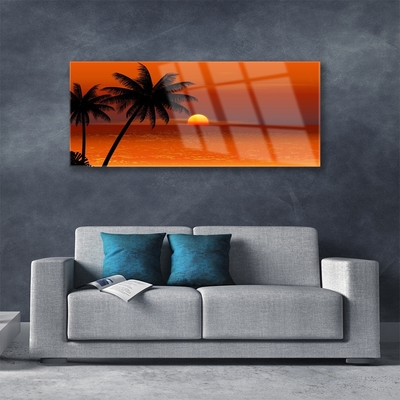 Quadro su vetro Palma mare sole paesaggio