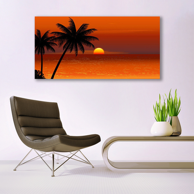 Quadro su vetro Palma mare sole paesaggio