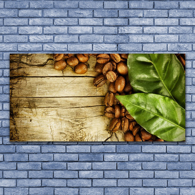 Quadro di vetro Cucina Coffee Bean Leaf