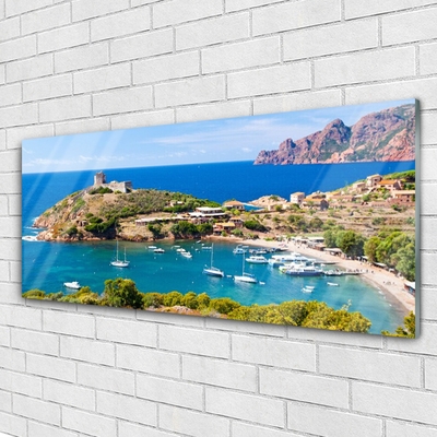 Quadro in vetro Paesaggio della spiaggia di Bay Mountain