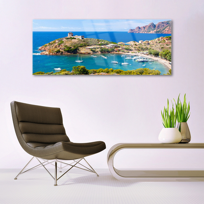 Quadro in vetro Paesaggio della spiaggia di Bay Mountain