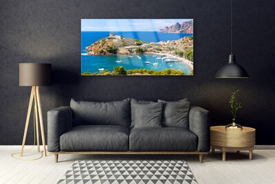 Quadro in vetro Paesaggio della spiaggia di Bay Mountain