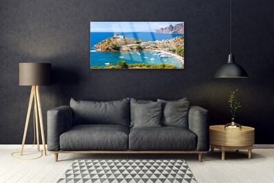 Quadro in vetro Paesaggio della spiaggia di Bay Mountain