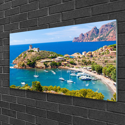 Quadro in vetro Paesaggio della spiaggia di Bay Mountain