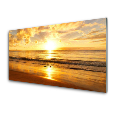 Quadro in vetro Paesaggio del sole del mare