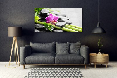 Quadro in vetro Pietre di fiori di bambù Arte