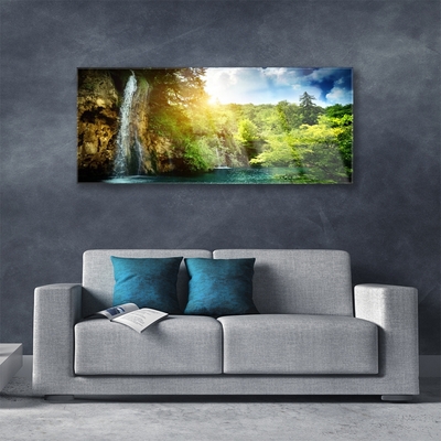 Quadro in vetro Cascata Alberi Paesaggio