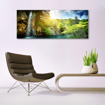 Quadro in vetro Cascata Alberi Paesaggio