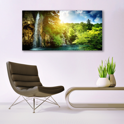 Quadro in vetro Cascata Alberi Paesaggio