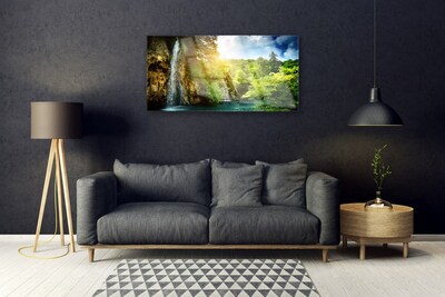 Quadro in vetro Cascata Alberi Paesaggio