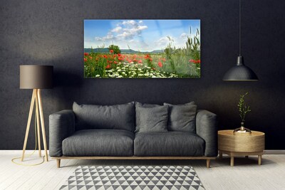 Quadro in vetro Prato Fiori Natura Pianta