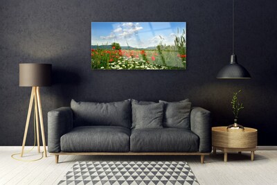 Quadro in vetro Prato Fiori Natura Pianta