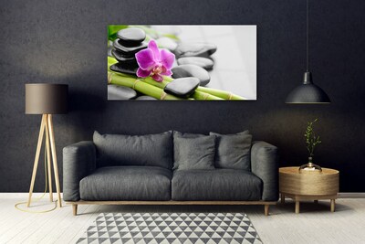 Quadro vetro Pietre di fiori di bambù Arte