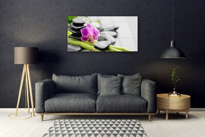 Quadro vetro Pietre di fiori di bambù Arte