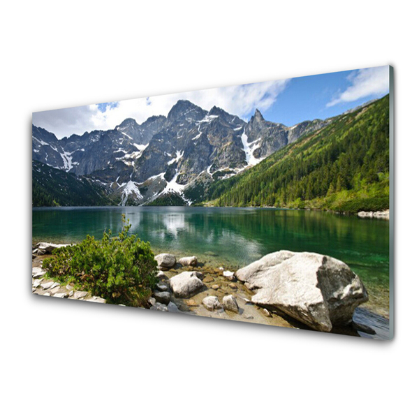 Quadro in vetro Paesaggio del lago di montagna