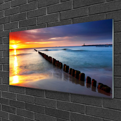 Quadro vetro Paesaggio del sole del mare