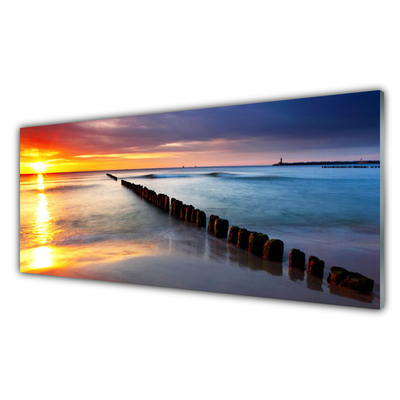 Quadro vetro Paesaggio del sole del mare