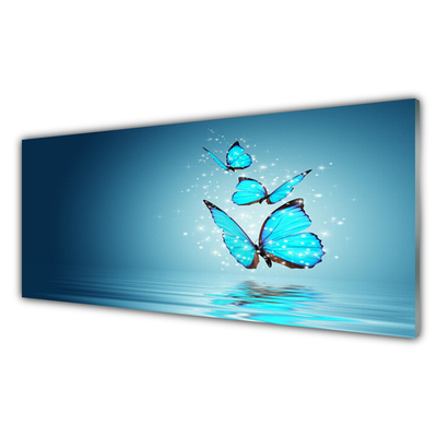 Quadro vetro Farfalle blu arte dell'acqua