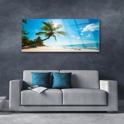 Quadro in vetro Palm Tree Beach Landscape