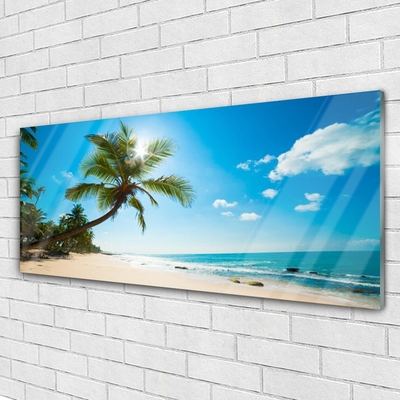 Quadro in vetro Palm Tree Beach Landscape