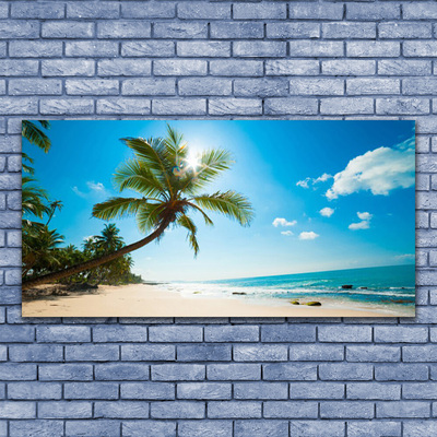 Quadro in vetro Palm Tree Beach Landscape