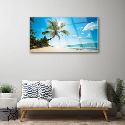 Quadro in vetro Palm Tree Beach Landscape