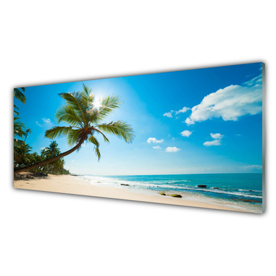 Quadro in vetro Palm Tree Beach Landscape