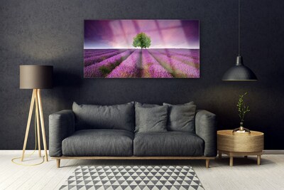 Quadro di vetro Prato Albero Natura