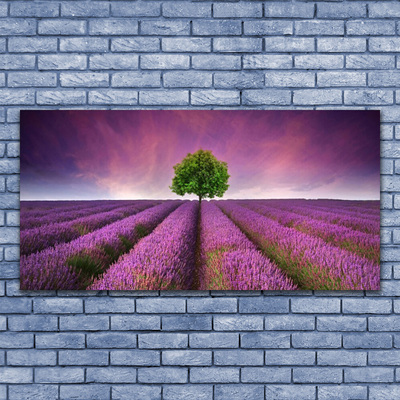 Quadro di vetro Prato Albero Natura