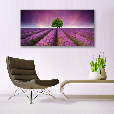 Quadro di vetro Prato Albero Natura