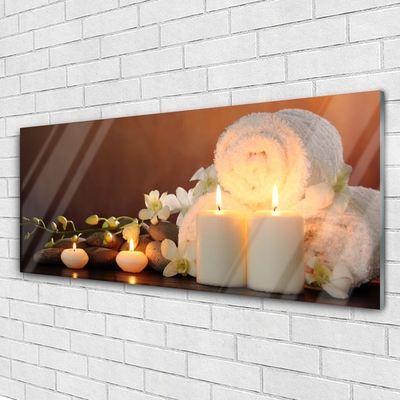 Quadro di vetro Candele per vasca da bagno Arte