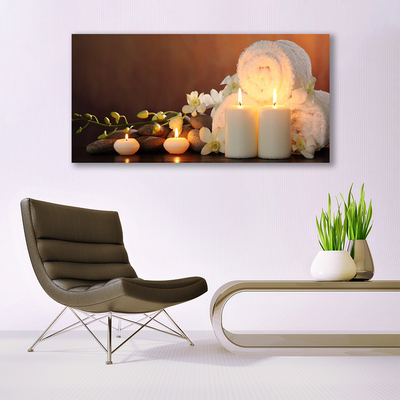 Quadro di vetro Candele per vasca da bagno Arte