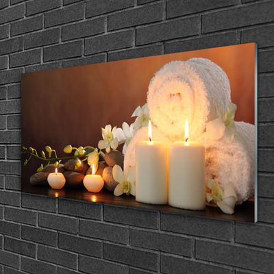 Quadro di vetro Candele per vasca da bagno Arte